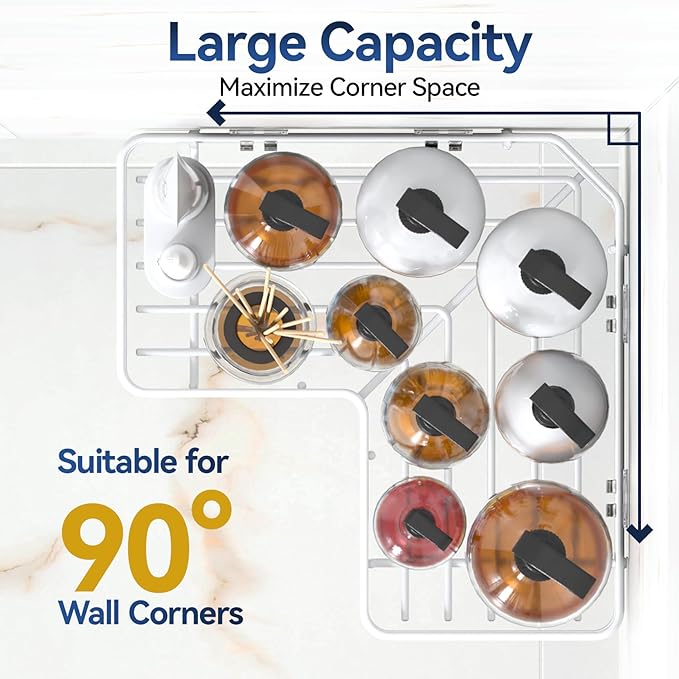 YASONIC Corner Shower Caddy Organizer, 3-Pack Self-Adhesive Rustproof Bath Shelves with Soap Holder & 4 Hooks, Large Capacity Shower Storage Rack for Bathroom Organization, White