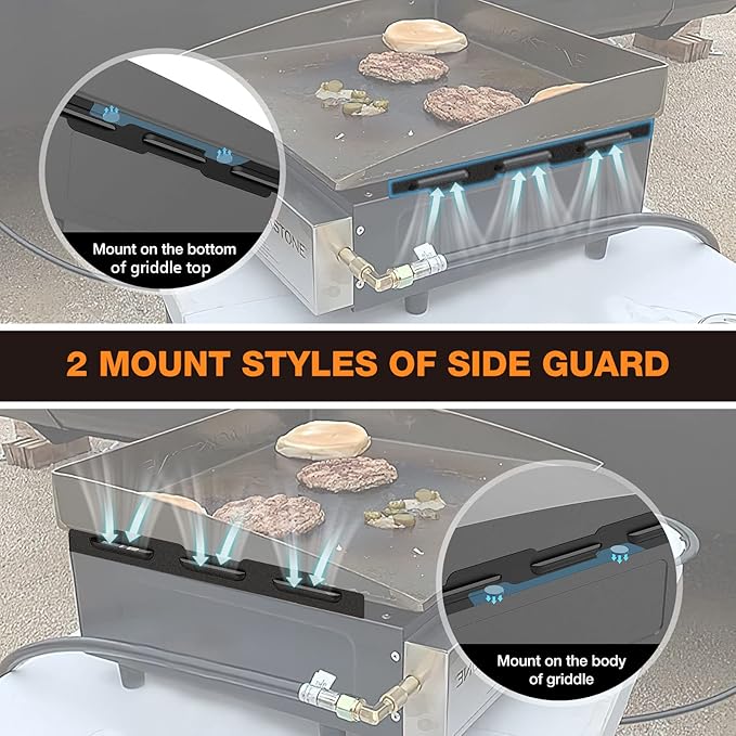 Wind Guards for Blackstone 17“ Griddle Accessories Fit for Blackstone Griddle Grill, MeWeBlue 5019 Magnetic Stainless Steel Wind Screens Protect Flame Hold Heat, Compatible with Hood, Black