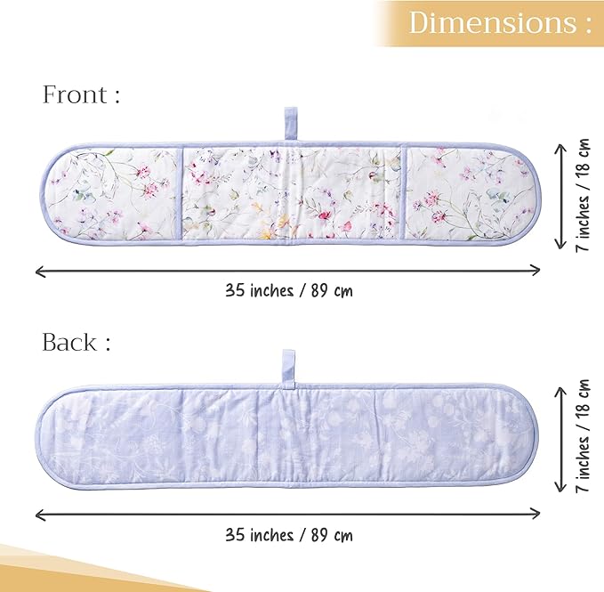 Maison d' Hermine Double Oven Mitts 100% Cotton 7"x35" Double Oven Mitt Heat Resistant BBQ Cooking Gloves with Loop, Baking, Grilling, Home, Kitchen, Handling Hot Pans Spring Summer (Summer Floral)