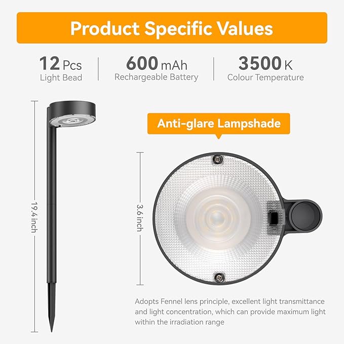 6 Pack Solar Pathway Lights Outdoor, 12 Brighter LED Solar Lights Outdoor Waterproof, Up to 12 Hrs Modern Path Light for Yard Garden Walkway Driveway Lawn