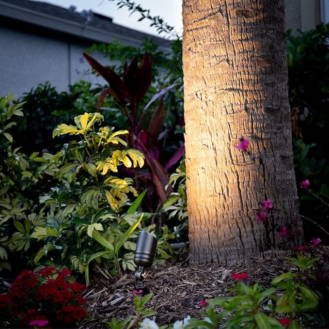 VOLT Fat Boy 12V Brass Outdoor Mini Spotlight (Bronze) for Low Voltage Landscape Lighting of Yard, Lawn, Garden, Patio, Trees & House