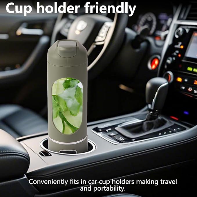 Portable Personal Blender, USB Rechargeable for Smoothie Shakes, with 12 Stainless Steel Blades & 16 Oz/450ML Cup and Extra Handle Lid, for Travel Sports Gym (Green)