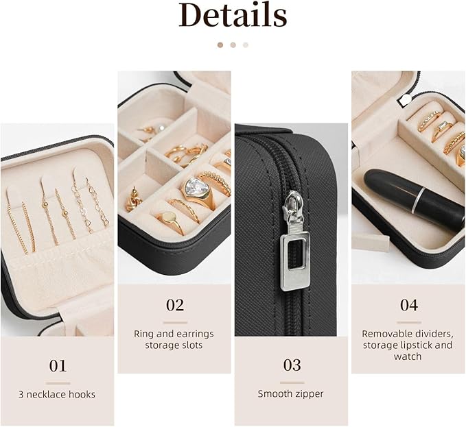 Personalized Jewelry Box Gifts for Women - Custom Jewelry Organizer with Image Text Logo - Customized Travel Leather Jewelry Case for Mom Wife Wedding Girls