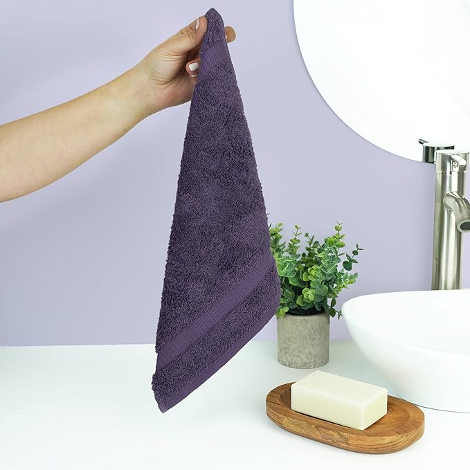 Chakir Turkish Linens | Hotel & Spa Quality 100% Cotton Premium Turkish Towels | Soft & Absorbent (12-Piece Washcloths, Plum)