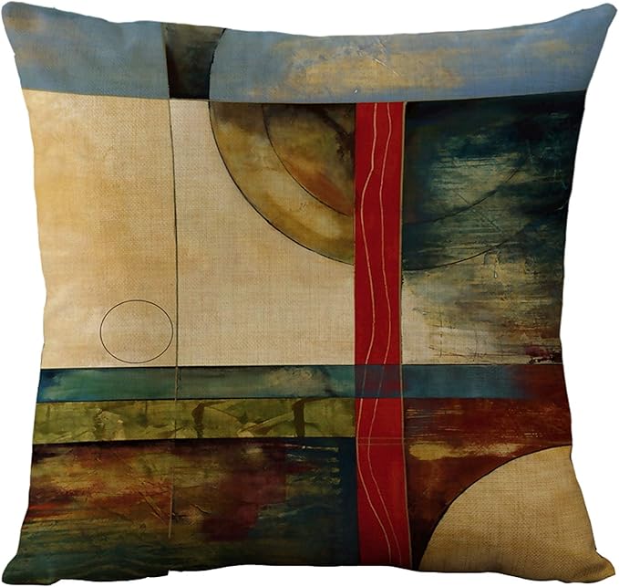 WOMHOPE Set of 4 Vintage Geometric Decorative Throw Pillow Covers Pillow Cases Cushion Cases 18 x 18 Inch for Living Room,Couch and Bed (Geometric)