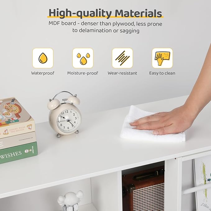 Cowiewie Toy Organizers and Storage, 5-Section Kids Bookshelf for Organizing Books Toys, Wooden Storage Cabinet for Playroom, School Classroom