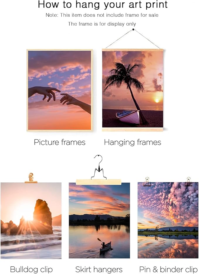 HoozGee Sunset Wall Art Prints Travel Photo Set of 6 Enjoy Dusk Dream View Picture Posters Gift for Photography Fans Nautical Themed Home Decor for Living Room Wall Decor (8"x10" UNFRAMED)