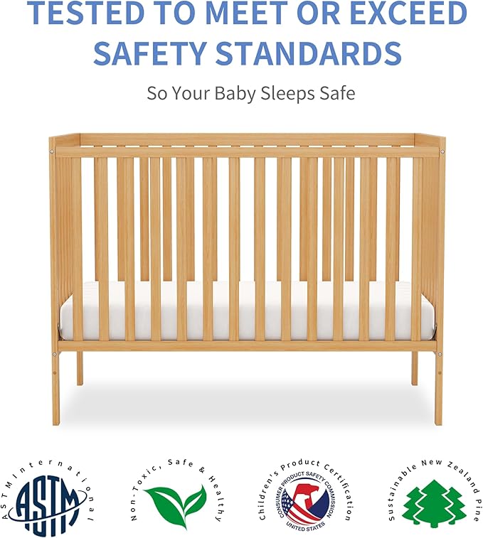 Baby Crib 5-in-1 Convertible, Wooden Nursery Cribs Converts to Toddler Bed, Daybed and Full Size Bed, 3 Adjustable Base, Non-Toxic Finish (Natural)