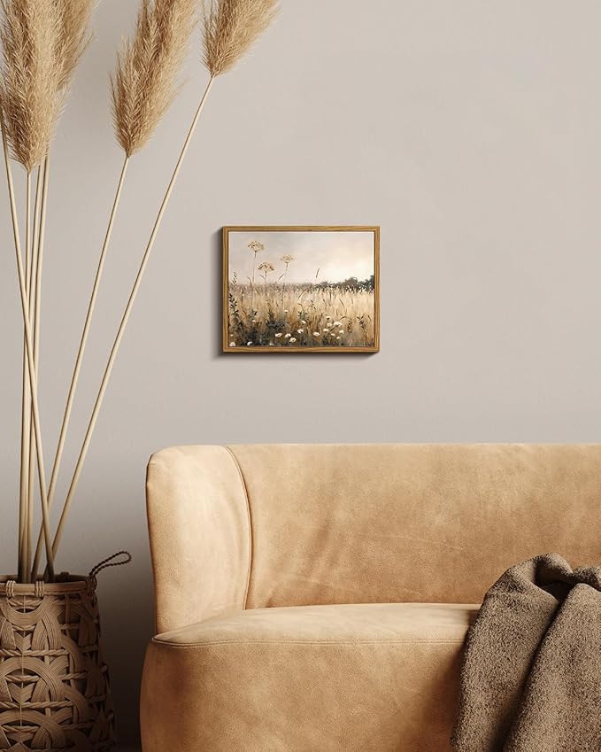 InSimSea Framed Wall Art for Living Room Retro Meadow Flower Canvas Art Fall Wall Decor Bedroom Rustic Artwork Farmhouse Oil Paintings Pictures Floral Prints Gallery Boho Vintage Decor Office 8x10In