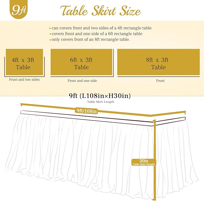 9ft Lavender Tulle Table Skirts for Rectangle Tables or Round Tables Lavender Ruffle Tutu Tablecloth for Girls Baby Shower Birthday Party Wedding Cake Dessert Table Decorations
