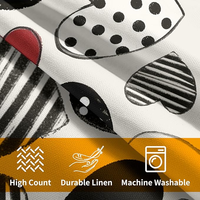 Kawani Valentines Day Pillow Covers 20x20 Inch Black and White Heart Outdoor Decorative Throw Pillow Covers Set of 2 Valentine's Day Pillowcases Farmhouse Cushion Covers for Couch Sofa Decor