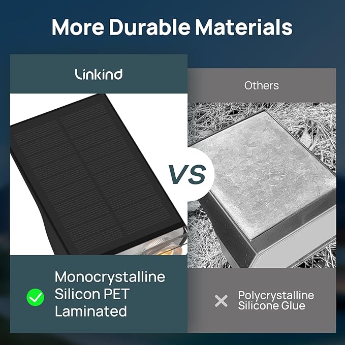 Linkind Solar Lights Outdoor Waterproof IP67, StarRay Dusk-to-Dawn Outdoor Solar Lights, 3 Lighting Modes Solar Spot Lights Outdoor for Garden, Yard, Landscape (Warm White, 6 Pack)