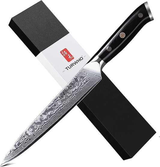 Professional Sashimi Knives 8 Inch - Slicing Knife Classic Damascus Japanese VG-10 Steel Kitchen Chef Knife