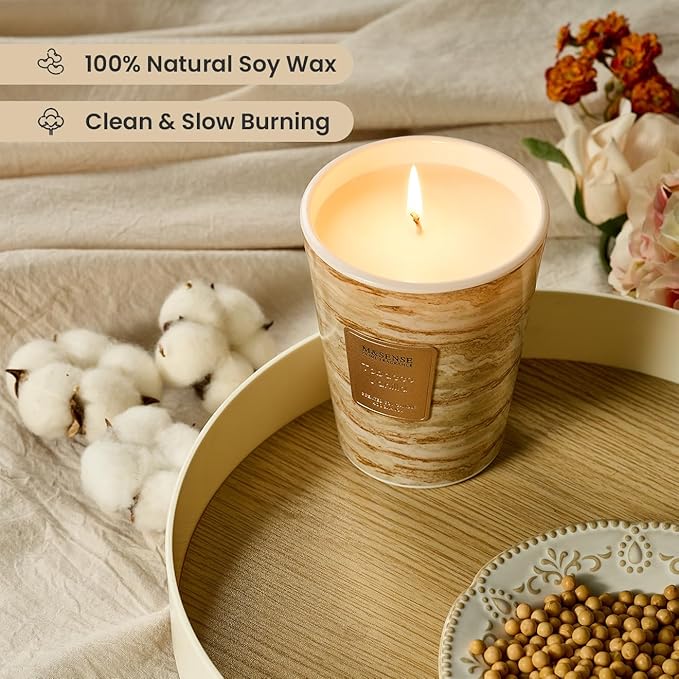 M&SENSE TobaccoVanilla Scented Candles for Home, Lead-Free Wick Highly Scented Jar Candles, 14.1 Oz 80 Hours Lasting Burning Candles Gifts for Women, Relaxing Aromatherapy Candle for Stress Relief