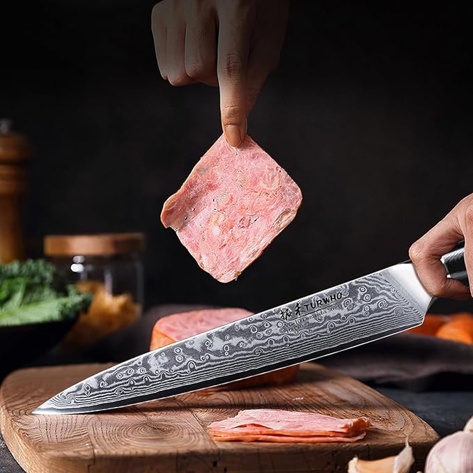 Professional Sashimi Knives 8 Inch - Slicing Knife Classic Damascus Japanese VG-10 Steel Kitchen Chef Knife