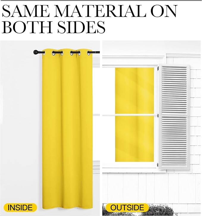 NICETOWN Patio Glass Door Curtains for Bedroom/Living Room, Privacy Panel Drapes for Dining and Guest Room (Bright Yellow, 42 inches Wide x 95 inches Long, 1 Pair)