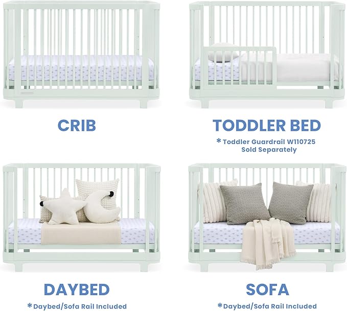 Delta Children Nest 4-in-1 Convertible Crib, Light Sage