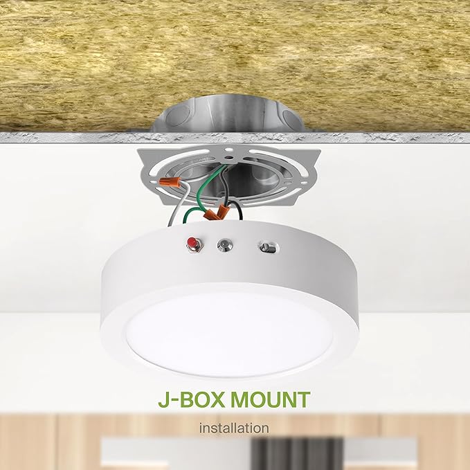 ASD LED 9" Round Flush Mount Ceiling Light Fixture, Low Profile Surface Lighting | 5CCT, Dimmable, Battery Backup, ETL Listed | 18W 1600LM 2700-6000K 120V | Kitchen, Bedroom, Hallway Lamp | White