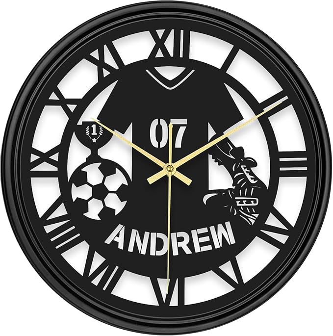 Personalized Name LED Round Wall Clock, Custom Jersey Hanging Clock with 7 Color Changing, Iron Art Clock, Decor for Bedroom, Living Room, Home, Office, Housewarming