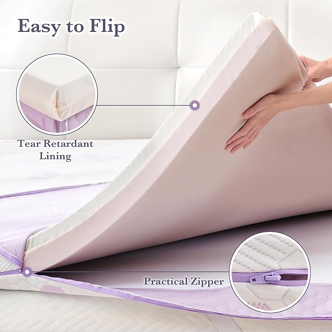 SINWEEK Ultra Soft 3 Inch Memory Foam Mattress Topper Queen Size, Soft Mattress Pad for Back Pain Relief, High Density Foam Bed Topper with Textured Cover, CertiPUR-US Certified