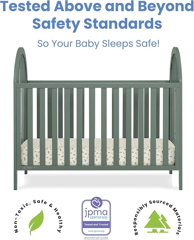 Delta Children Milano 4-in-1 Convertible Crib - Greenguard Gold Certified, Grassy Glen