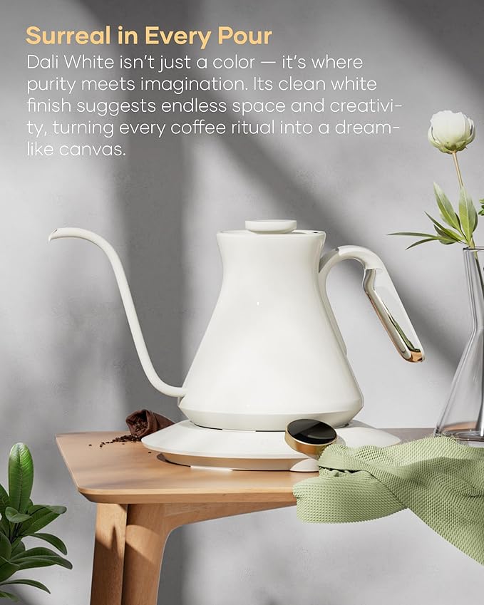 Cocinare FLOW M6 Pro Electric Gooseneck Kettle, ±0.5℉ Temperature Control for Pour-over Coffee & Tea, Stainless Steel Interior, Quick Heating for Boiling Water (Dali)