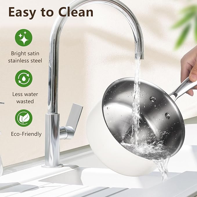 3 Quart Tri-ply Stainless Steel Saucepan with Glass Lid, Induction Sauce Pan Compatible with All Cooktops, Non-Toxic Sauce Pot with Stay Cool Handle, Oven & Dishwasher Safe