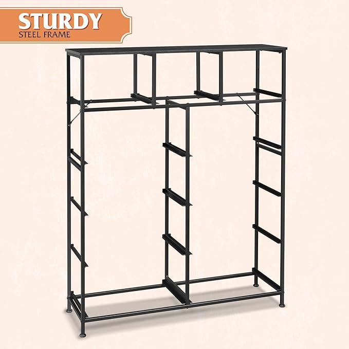 WLIVE Storage Organizer Unit with 11 Fabric Bins, Storage Drawers Organizer with Steel Frame, Tall Storage Tower Organizaton for Living Room, Hallway, Office, Charcoal Black Wood Grain Print