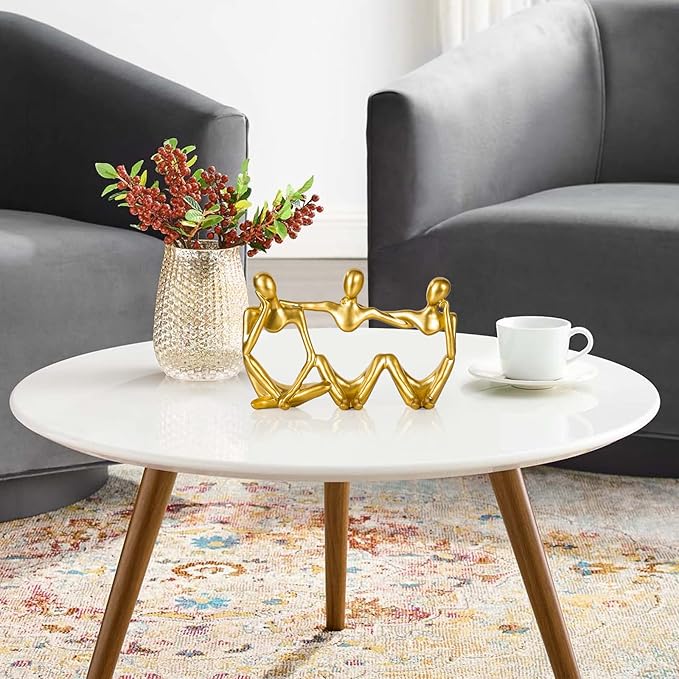 Thinker Statue Gold Decor Abstract Art Sculpture, Golden Resin Collectible Figurines for Home Living Room Office Shelf Decoration,Great Gifts Ideas (Conjoined Body-Gold)