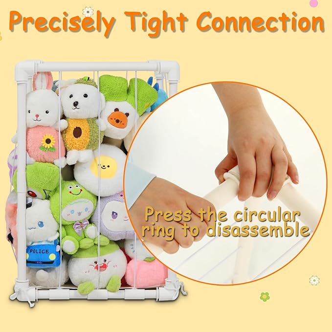 Stuffed Animal Storage Zoo Holder, PVC Stuffy Toy Organizer, 30'' Vertical Plush Organizer, Stuffed Animals Cage for Nursery and Playroom