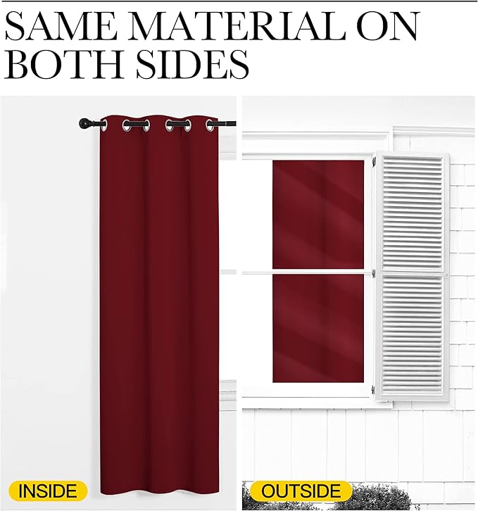 NICETOWN Burgundy Red Blackout Curtains 78 inches Length for Bedroom, 2 Panels, 42" Wide, Thermal Insulated Decoration Drapes for Office Window