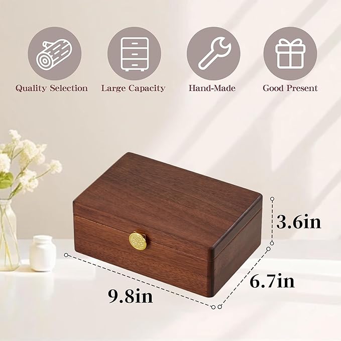 Wooden Jewelry Box For Women Jewelry Organizer Box With Lock 2 Layer Jewelry Holder Organizer For Necklace Ring Earring