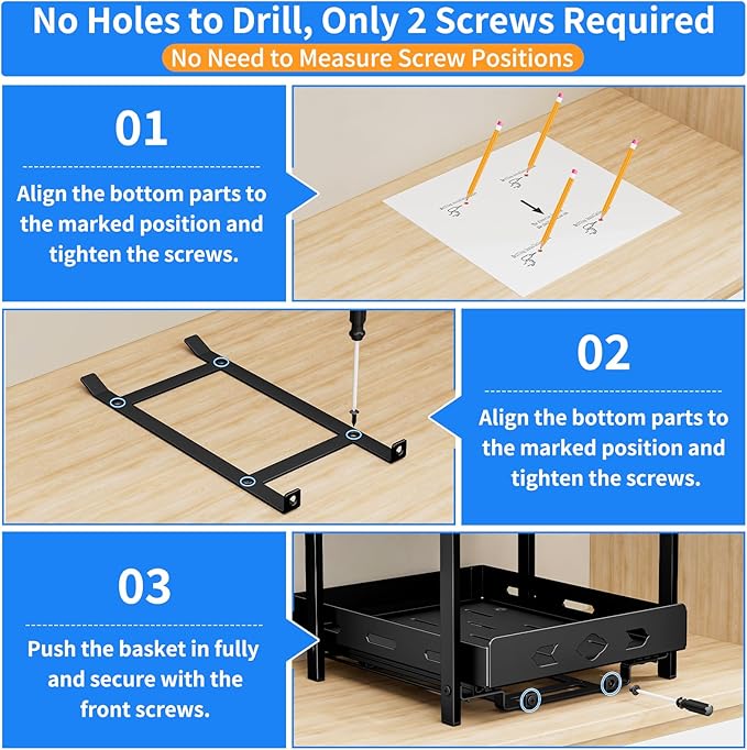 Pull Out Spice Racks for Inside Cabinets, 2-Tier Cabinet Spice Rack, Height Adjustable Spice Rack Organizer for Cabinet, Kitchen Vertical Spice Rack (9.7''Wx10.8''Dx9.2''H, Metal Black)