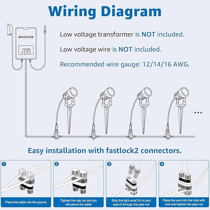SUNVIE 3W Low Voltage Landscape Lighting LED Landscape Spotlights with Connectors Waterproof Low Voltage Landscape Lights 3000K Warm White Uplights Outdoor Spot Lights for Yard Garden House, 4 Pack