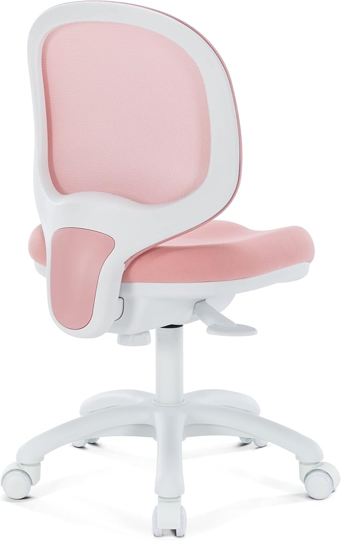 Kids Desk Chair, Boy's Girl's Child Children Study Office Computer Chair, Ergonomic Design, Adjustable Height and Seat Depth (Peach Pink)
