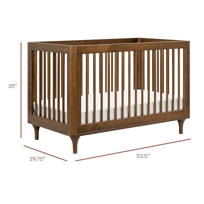 babyletto Lolly 3-in-1 Convertible Baby Crib - GREENGUARD Gold Certified Convertible Crib to Toddler Bed & Daybed - Wooden Baby Bed with 4 Adjustable Mattress Heights - Easy Assembly - Natural Walnut
