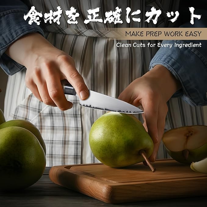 Purple Dragon Kitchen Utility Knife 5.1 Inch, Vg10 Steel Ultra Sharp Blade, Small Kitchen Fruit Paring Knife with Ergonomic Wooden Handle, Gift Box