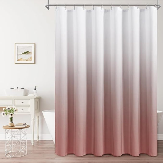 Naturoom Canyon Rose Shower Curtains for Bathroom,Ombre Cloth Fabric Shower Curtain Set with 12 Hooks Canyon Rose Bathroom Decor 72 x 72