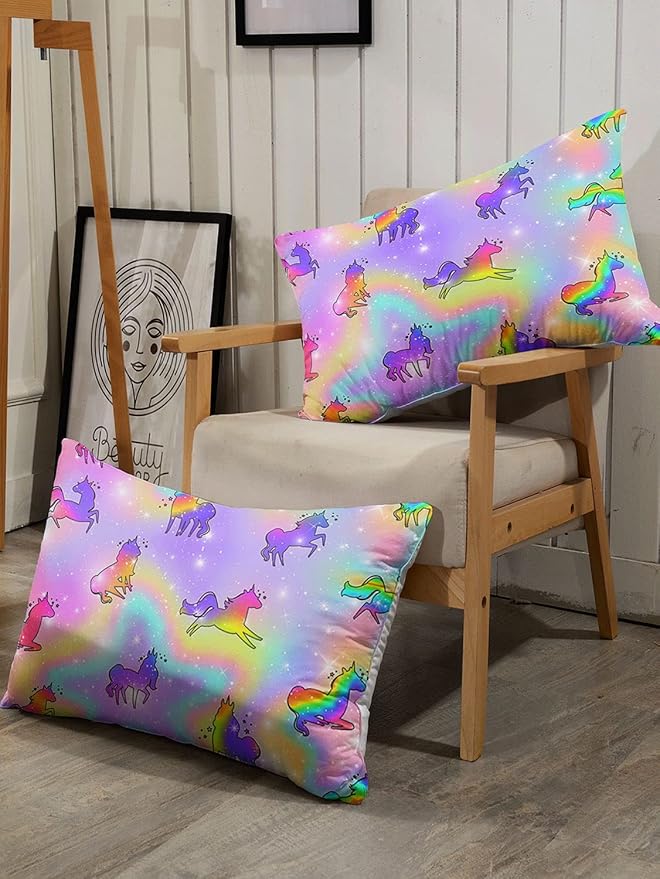 Unicorn Rainbow Comforter Bedding Set for Girls Kids Children Teens,Sky Glitter Star Colorful Bedding Set with 1 Comforter and 2 Pillowcases(Unicorn3 Full)