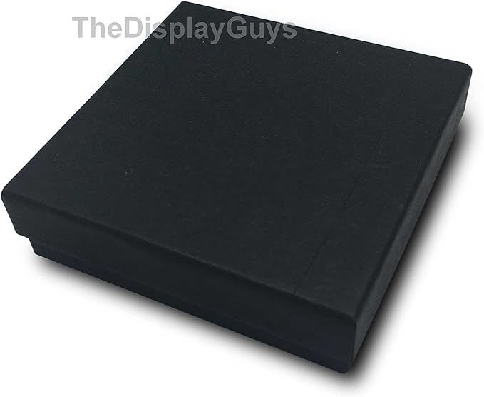 TheDisplayGuys - 100-Pack #99 Cotton Filled Cardboard Paper Jewelry Boxes Gift Case - Matte Black (5 Sizes Assortment) - for Shipping or Storage