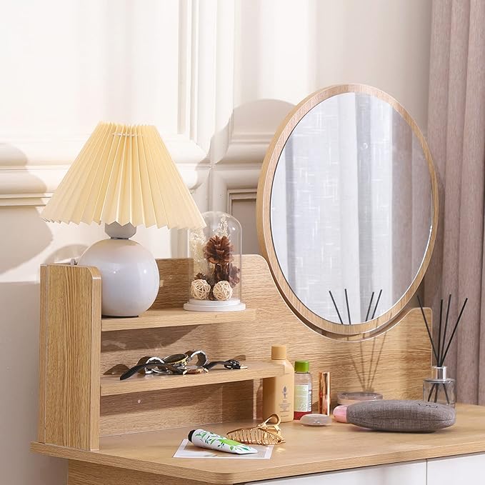 Zenply Korean Pleated Ceramic Table Lamp, Small, Beige, Vintage