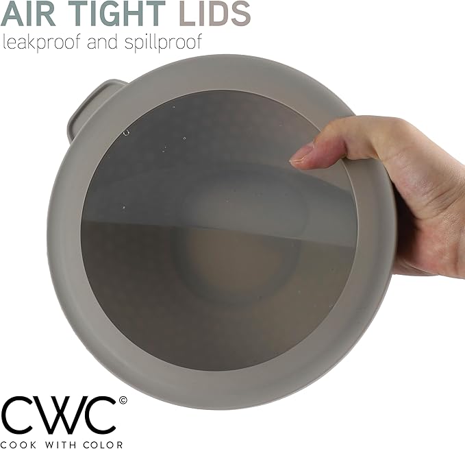 COOK WITH COLOR Mixing Bowls with Lids - 12 Piece Plastic Nesting Bowls Set includes 6 Prep Bowls and 6 Lids, Non Slip Bottom and Embossed Design - Microwave Safe (Mint)