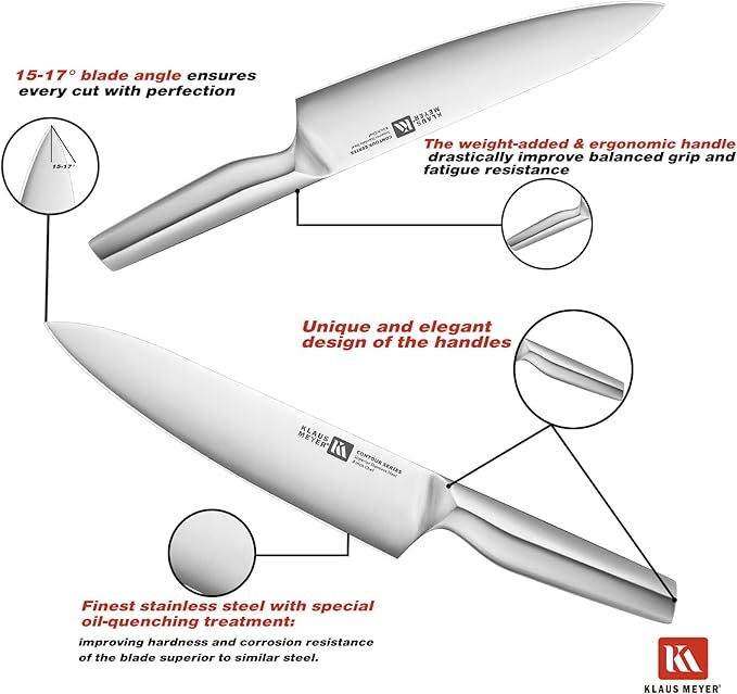 19 Piece Contour High Carbon Stainless Steel Kitchen Knife Set with Knife Sharpener Non-Slip Handles Knife Set with Block