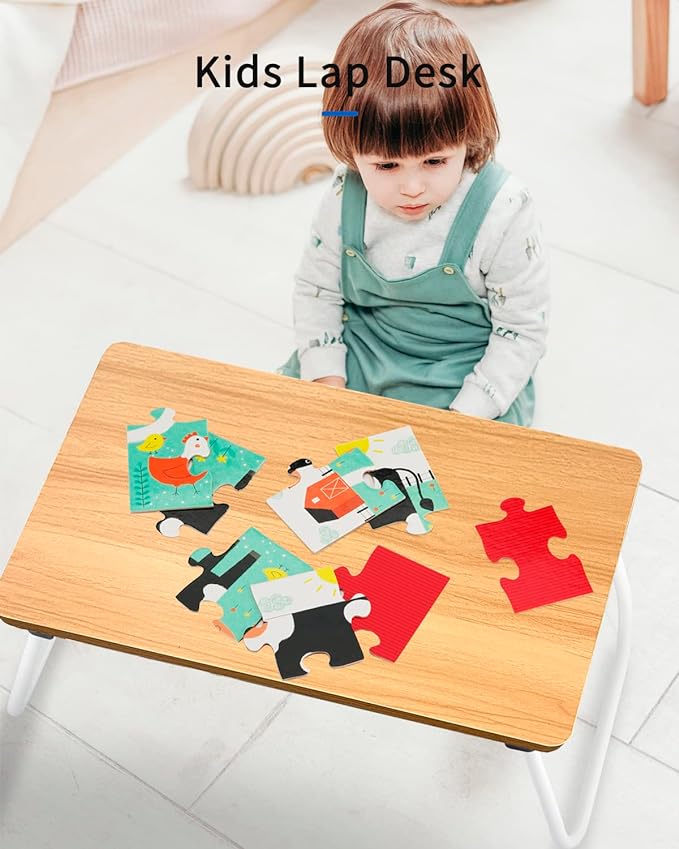 Ruxury Folding Lap Desk Laptop Stand Bed Desk Table Tray, Breakfast Serving Tray, Portable & Lightweight Mini Table for Sofa Couch Floor - Wood