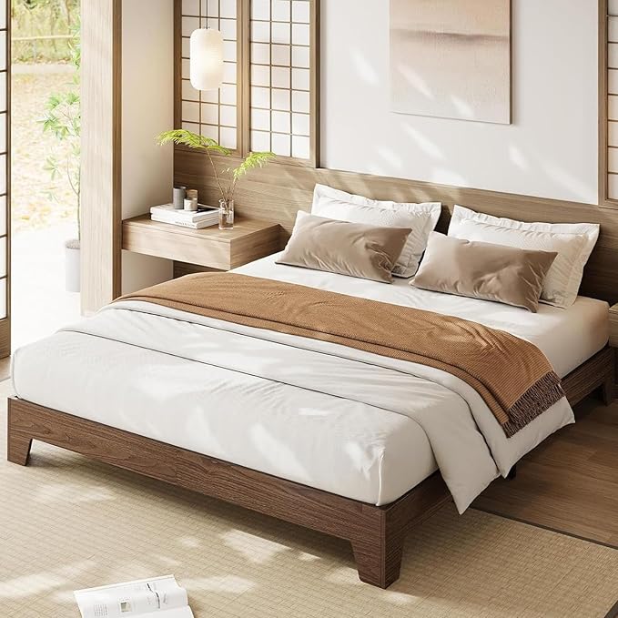 Garvee Wood Platform Bed Frame, California King Bed Frame, Wood Slat Support, No Box Spring Needed, Easy Assembly, Noise-Free Design, Underbed Space for Storage