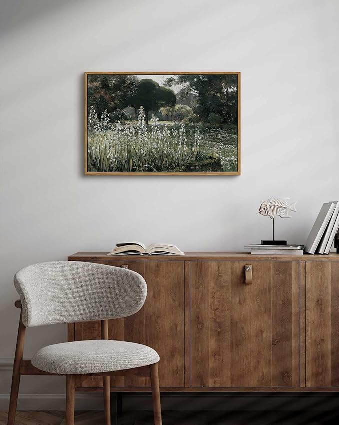 InSimSea Framed Canvas Wall Art Vintage Decor, Home Decor Wildflower Field Artwork Large Canvas Wall Art, Rustic Style Kitchen Office Farmhouse Bathroom decor, 16"x24"