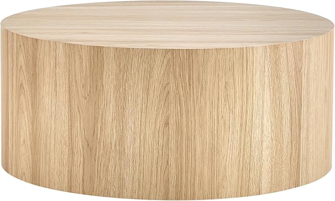 Modern Coffee Table,27.5Inch Round Top Tea Table,Living Room Center Table with Texture for Living Room,Office,Apartment