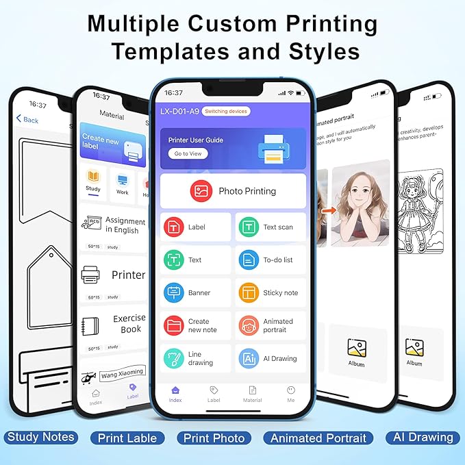 Label Maker Machine with Tape - Thermal Label Printer Bluetooth Label Maker Machine, Mini Printer Sticker Maker for Home, Kitchen, School, Office Organization (Light Blue)