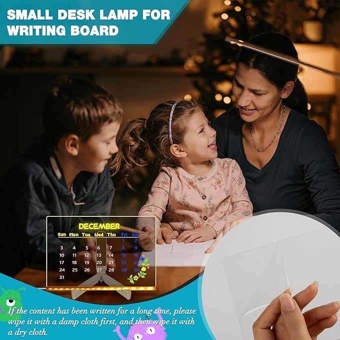 LED Note Board with Colors 11.8 X 7.9”, Acrylic Dry Erase Board with Light, Led Drawing Writing Board for Kids with 7 Marker Pen, Light up Message Board with Stand, Glow Rewritable Memo Board Write On