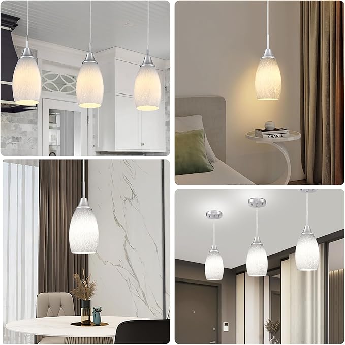 Mini Glass Pendant Light 4.72" with Handblown Milk White Marble Art Glass Hanging Light 1-Pack Oval Ceiling Hanging Light Fixture for Dining Room Kitchen Island Cafe Foyer Hallway